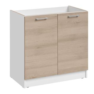 Meuble Sous-évier Eco Chene Naturel 2 Portes L 80 Cm