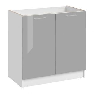 Meuble Sous-évier Eco Gris Brillant 2 Portes L 80 Cm