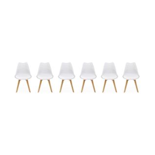 Lot De 6 Chaises Scandinaves. Pieds Bois De Hêtre. Chaises 1 Place. Blancs