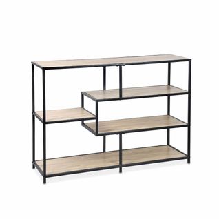Etagère En Métal Noir Et Décor Bois - Loft - Bibliothèque 5 Niveaux. L 114 X L 33 X H 78cm