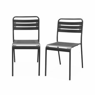 Lot De 2 Chaises De Jardin Acier. 2 Places. Anthracite. Amelia. L44 X P52 X H79cm