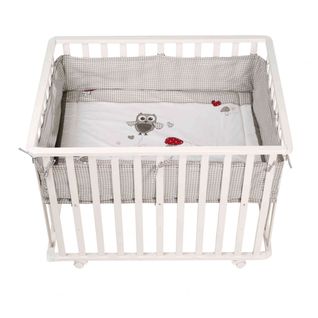 Parc Bébé Rectangulaire Adam Et Eule En Bois Blanc - 75x100 Cm