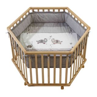 Parc Hexagonal En Bois Jumbotwins Bois Naturel 72x120cm