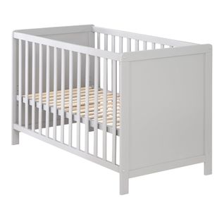 Lit Bébé 2en1 Indépendant Et Cododo 60 X 120 Cm - 5 Barreaux Amovibles - Hauteur Réglable - Gris