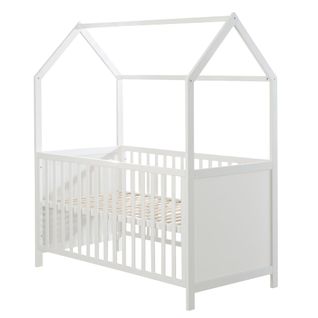 Lit Cabane Bébé Évolutif 70x140 - Convertible - Bois Blanc