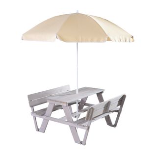 Table Pique-nique Enfants Avec Bancs à Dossier Gris + 1 Parasol - Picnic For 4 Outdoor+