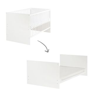 Lit Bébé Évolutif Anton - 70 X 140 Cm - Hauteur Réglable - Bois Blanc