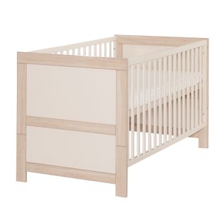 Lit Évolutif 70x140 Convertible En Lit Junior - 3 Hauteurs - Bois Mélaminé Beige Et Chêne - Momo