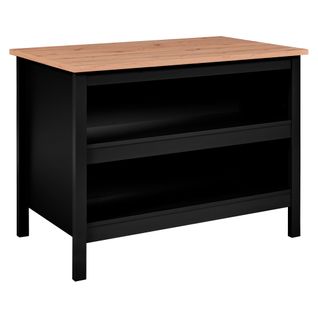 Ilot de cuisine H.91,5 cm LINA imitation chêne et noir