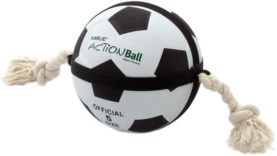 Ballon Avec Corde Pour Chien - Noir/blanc - Diamètre 22 Cm