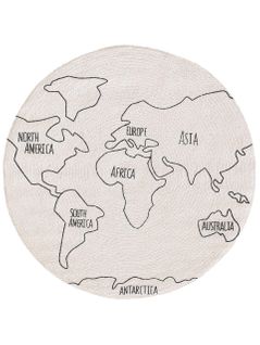 Tapis Enfant World Map Blanc et Noir 115 Cm Round