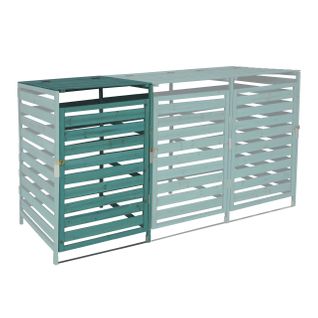 XL Cache Poubelle Hwc-h62 110x65x93cm Bois Massif Vert Foncé