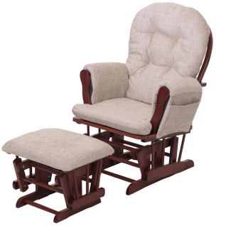 Fauteuil Relax Hwc-c76 Chenille Crème, Piètement Foncé