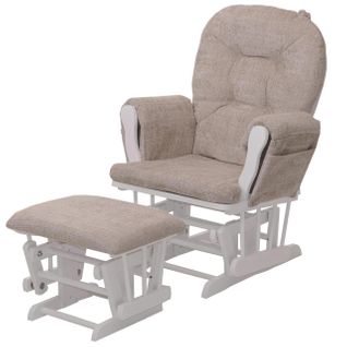 Fauteuil Relax Hwc-c76 Chenille Crème, Piètement Blanc
