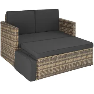 Canapé De Jardin Lounge En Rotin Marron Naturel  119 X 64.5 X 71.5 Cm