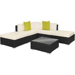 Canapé De Jardin Lounge En Rotin Noir  75 X 75 X 60 Cm