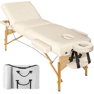 Table De Massage Somwang 3 Zones Avec Rembourrage De 7,5cm Et Châssis En Bois - Beige