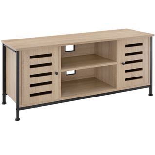 Meuble Pour Téléviseur Style Industriel Pieds Réglables Bois Clair