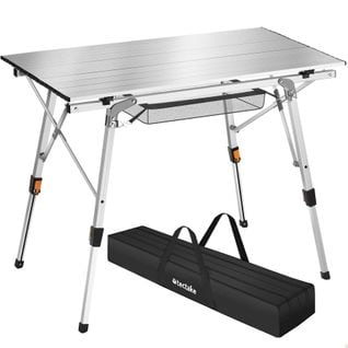 Table De Camping Tina En Aluminium, Pliable Et Réglable En Hauteur - Argent
