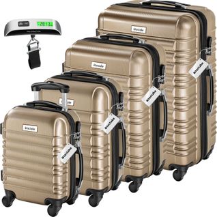 Set De Valises Rigides 4 Pièces En Plastique Abs Robuste Pèse-bagages Inclus
