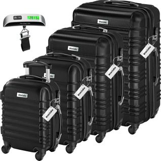 Set De Valises Rigides 4 Pièces En Plastique Abs Robuste Pèse-bagages Inclus