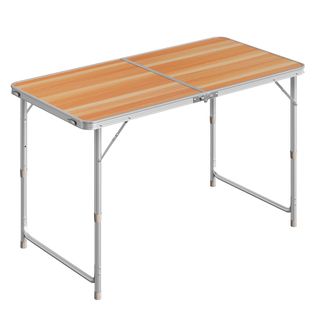Table De Camping Pliante.table De Jardin Pliable En Aluminium Et Mdf.120x60x70 Cm.chêne Clair