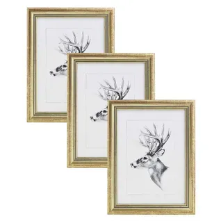 Set De 3 Cadre Photo. Or. 18x24cm.artos Style En Bois Et Verre.cadre Décoration Pour La Maison.