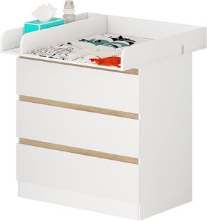 Commode À Langer 3 Tiroirs Avec Table À Langer En MDF 80x48x78 cm - Blanc