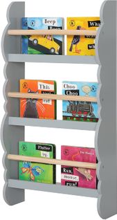 Bibliothèque Murale.étagère De Rangement à Livres/jouets En Bois à 3 Niveaux.42.5x14.5x80cm.gris.