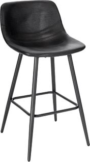Tabouret De Bar Avec Assise Rembourrée-chaise Haute Cuisine En Similicuir-noir