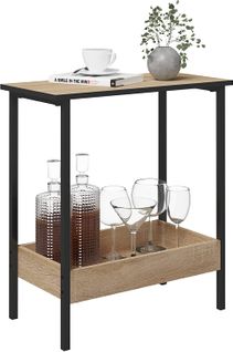 Table Basse Avec Rangement.petite Table Industrielle.métal+bois Artificiel.chêne Clair.50x55x25cm