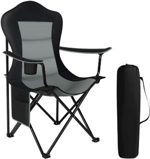 Chaise De Camping Pliable - Chaise De Pêche - Chaise De Jardin Exterieur. Noir+gris Foncé