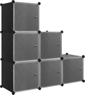 Armoire De Rangement Plastique - Meuble De Rangement Modulable - 6 Casiers - Noir