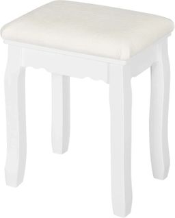 Tabouret Coiffeuse Blanc. Chaise De Maquillage En Velours. Pouf Banc Piano. 38x28.5x45cm