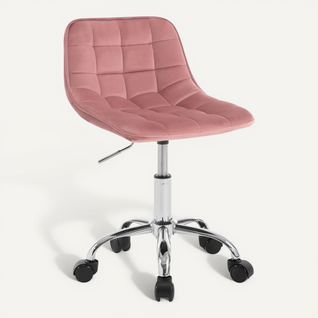 Chaise Bureau Rembourrée En Velours,hauteur Réglable,pivotante,rose