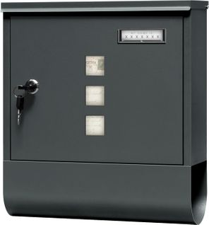 Boîte Aux Lettres Murale Verrouillable Avec 2 Clés, Porte-Journaux, 30,5x33,5x10cm, Anthracite