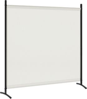 Paravent 180x177cm, Brise-Vue, Cadre En Métal, Tissu Avec Revêtement Pa, Crème