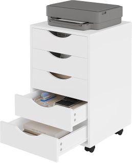 Caisson De Bureau Sur Roulettes, Armoire à Dossiers, En Bois D'ingénierie Pb, Blanc, 40x40x66,5cm