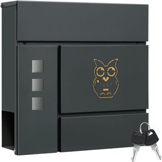 Boîte Aux Lettres Avec Serrure, Fenêtres D'observation,couvercle Rabattable,37x10,5x37cm,anthracite