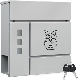 Boîte Aux Lettres Avec Serrure, Fenêtres D'observation, Couvercle Rabattable, 37x10,5x37cm, Gris