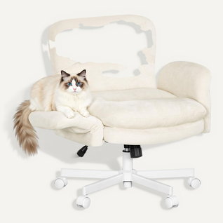 Chaise De Bureau Avec Accoudoirs Réglables Sur 5 Niveaux, Double Coussin D'assise,en Chenille,beige