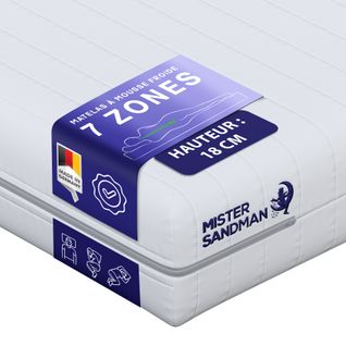 Matelas Mousse 120x200 Cm 7 Zones Matelas D'appoint Épaisseur 18 Cm Housse Lavable