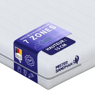 Matelas 100x190 Cm - Epaisseur 15 Cm - 7 Zones De Confort - Réversible - Fabriqué En Allemagne