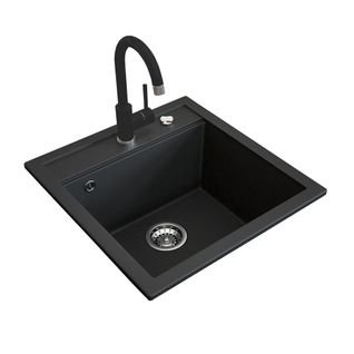 Evier  42108 Noir 49x50cm Avec Robinetterie Noire