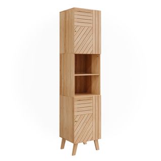 Armoire De Salle De Bain Lucie 50119 Bambou 40x177cm Avec 2 Portes