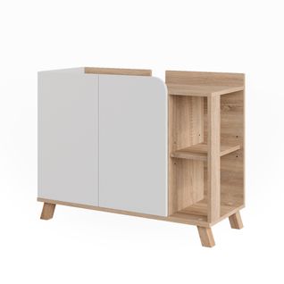 Meuble Sous Vasque Karen 54658 Sonoma/blanc 80x65cm Avec 2 Portes