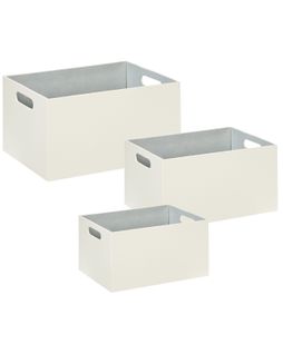 Lot De 3 Boîtes Larsa Cuir Pu Beige