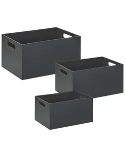Lot De 3 Boîtes Larsa Cuir Pu Gris Graphite