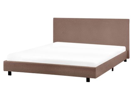 Lit Avec Sommier Bouclé Albi 160 X 200 Cm Marron