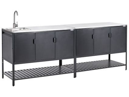 Cuisine D'extérieur 2 Pièces Avec Évier Maenza Métal Noir